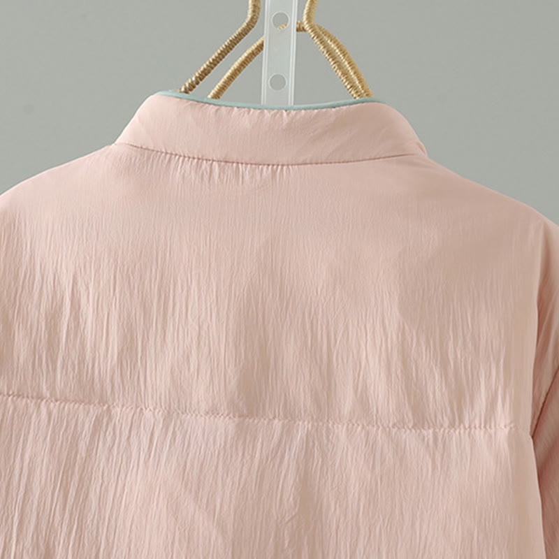 Veste thermique femme à manches longues avec poches, broderie de fleurs de pêcher et Buddha Stones - image 4