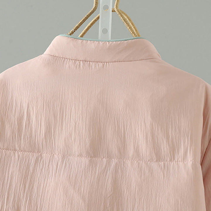 Veste thermique femme à manches longues avec poches, broderie de fleurs de pêcher et Buddha Stones - image 4