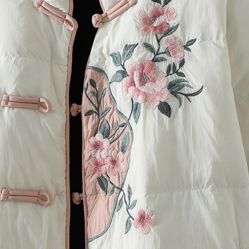 Veste thermique femme à manches longues avec poches, broderie de fleurs de pêcher et Buddha Stones - image 19