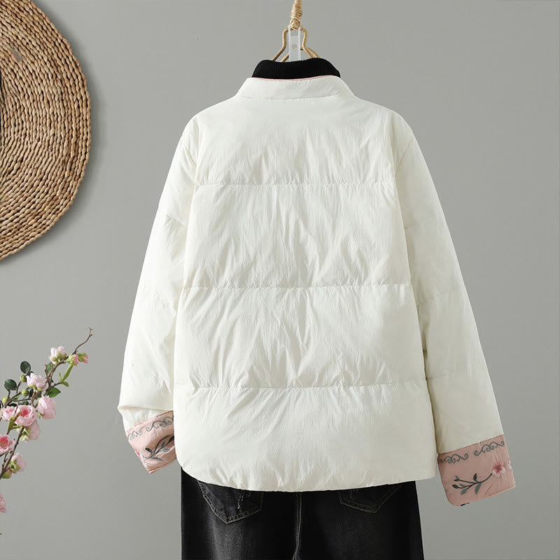 Veste thermique femme à manches longues avec poches, broderie de fleurs de pêcher et Buddha Stones - image 16