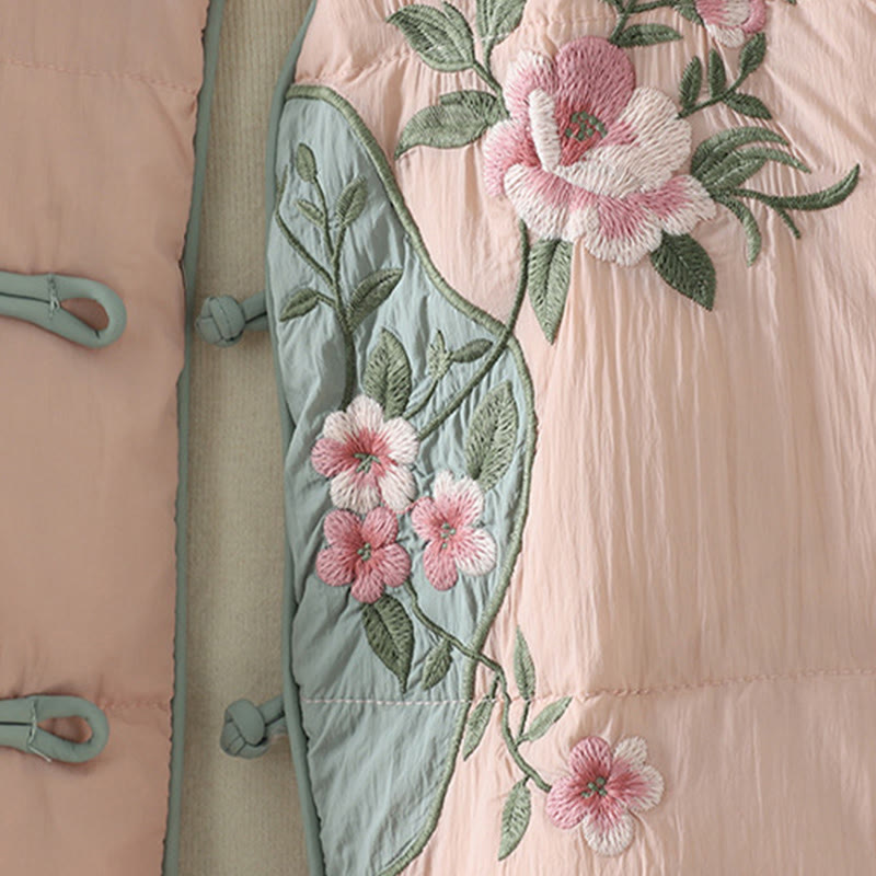 Veste thermique femme à manches longues avec poches, broderie de fleurs de pêcher et Buddha Stones - image 6