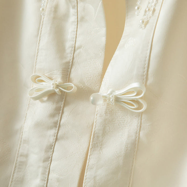 Veste à manches longues pour femme avec broderie de fleurs d'automne et boutons grenouille, ornée de Buddha Stones - image 7