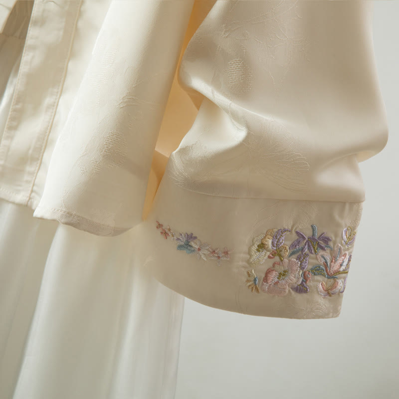 Veste à manches longues pour femme avec broderie de fleurs d'automne et boutons grenouille, ornée de Buddha Stones - image 8