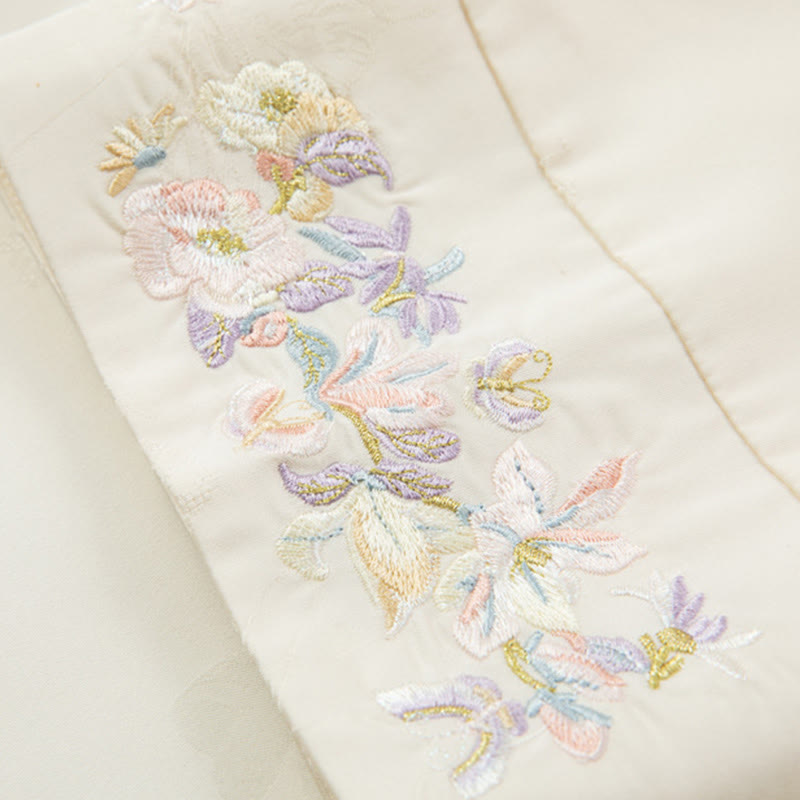 Veste à manches longues pour femme avec broderie de fleurs d'automne et boutons grenouille, ornée de Buddha Stones - image 11