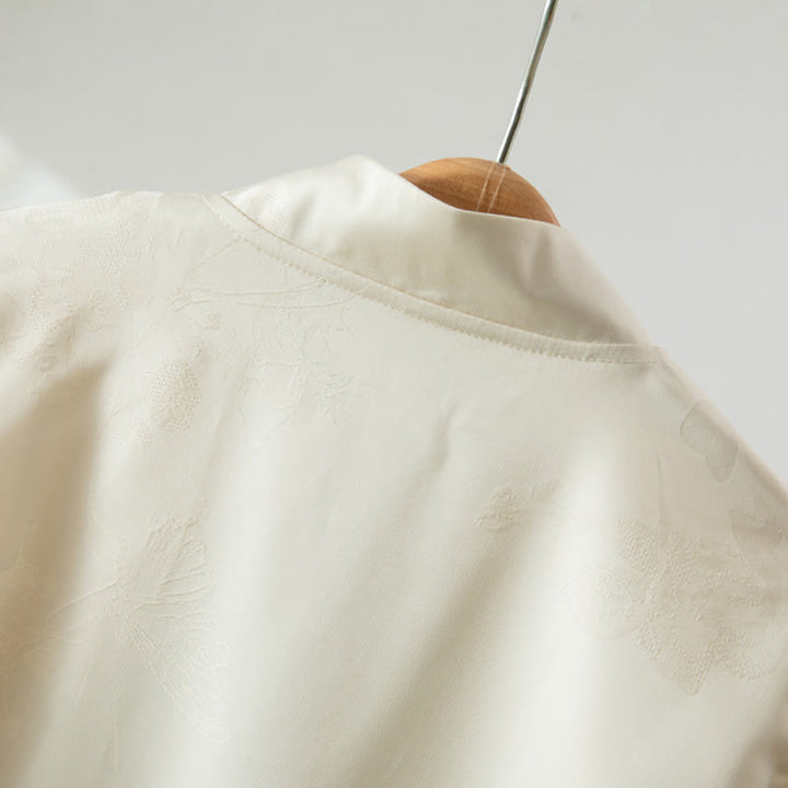 Veste à manches longues pour femme avec broderie de fleurs d'automne et boutons grenouille, ornée de Buddha Stones - image 3