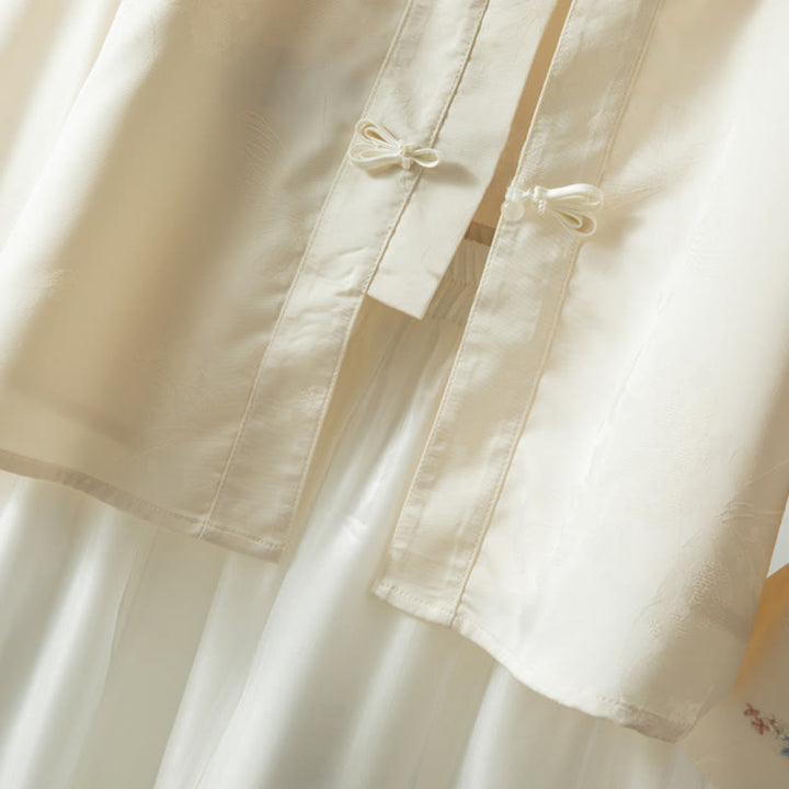 Veste à manches longues pour femme avec broderie de fleurs d'automne et boutons grenouille, ornée de Buddha Stones - image 6