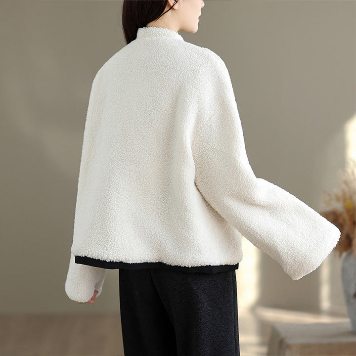 Veste thermique à manches longues pour femme , Buddha Stones de saule blanc, fermeture à boutons grenouille - image 2