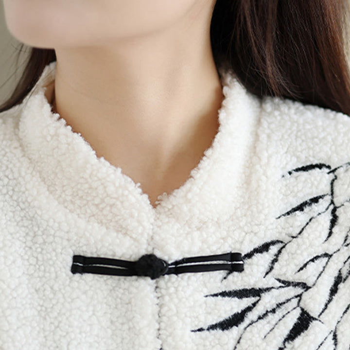 Veste thermique à manches longues pour femme , Buddha Stones de saule blanc, fermeture à boutons grenouille - image 7