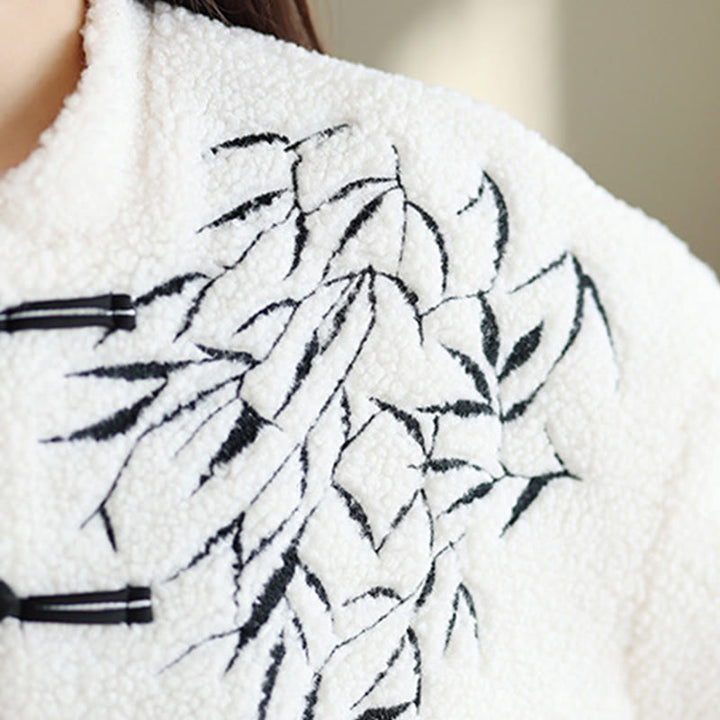 Veste thermique à manches longues pour femme , Buddha Stones de saule blanc, fermeture à boutons grenouille - image 8