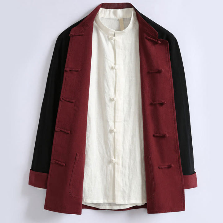 Veste réversible chinoise à manches longues en coton avec boutons grenouille, motif Buddha Stones - image 5