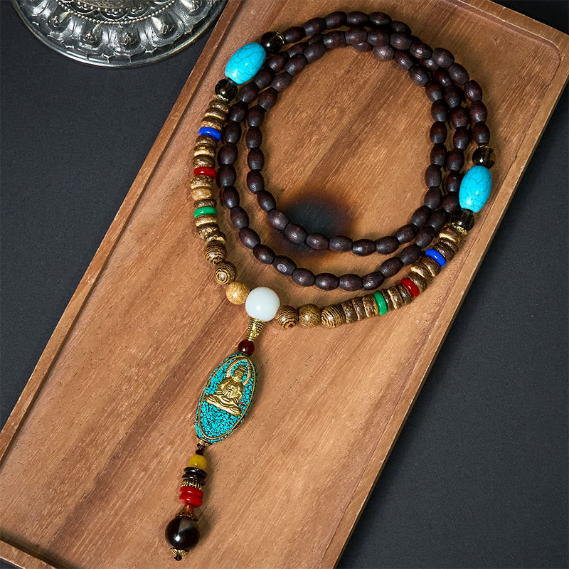 Collier pendentif en Buddha Stones vintage du Népal Avalokitesvara Harmony - SYMBOLE D'AVALOKITESVARA (Richesse ♥ Succès) - image 0