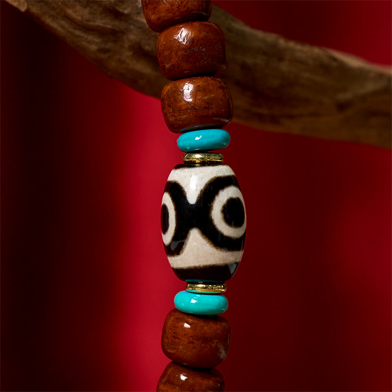 Bracelet porte-bonheur en perles d'os Vajra à trois yeux Dzi en Buddha Stones - image 11