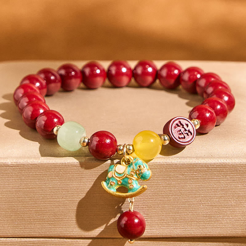 Buddha Stones Bracelet Calme et Confiance en Agate Rouge Cinabre Naturelle Année du Cheval - image 1