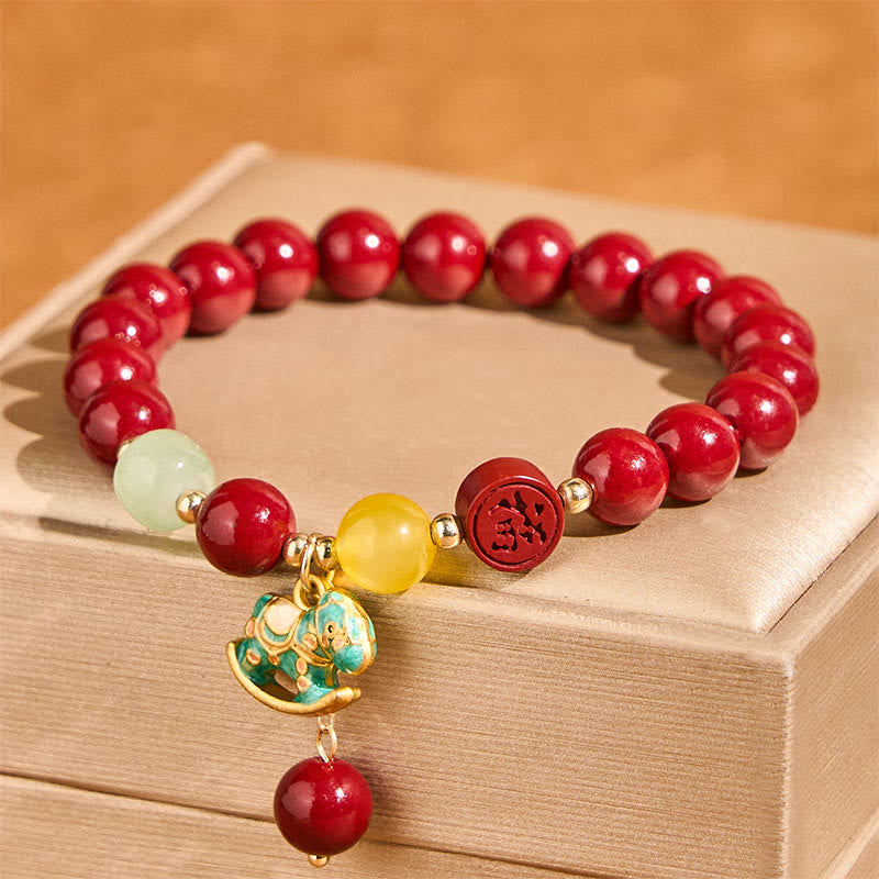 Buddha Stones Bracelet Calme et Confiance en Agate Rouge Cinabre Naturelle Année du Cheval - image 2