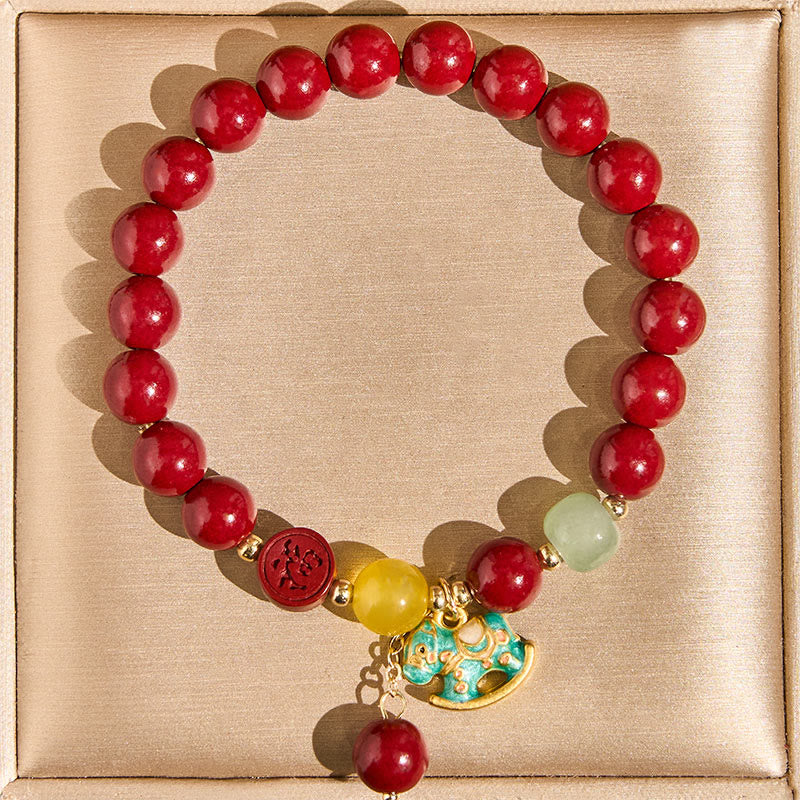 Buddha Stones Bracelet Calme et Confiance en Agate Rouge Cinabre Naturelle Année du Cheval - image 3