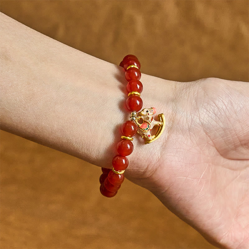 Buddha Stones Bracelet Calme et Confiance en Agate Rouge Cinabre Naturelle Année du Cheval - image 11