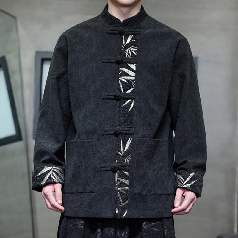 Veste en velours côtelé de coton à manches longues pour homme, avec poches, Buddha Stones d'automne et boutons en bambou. - image 13