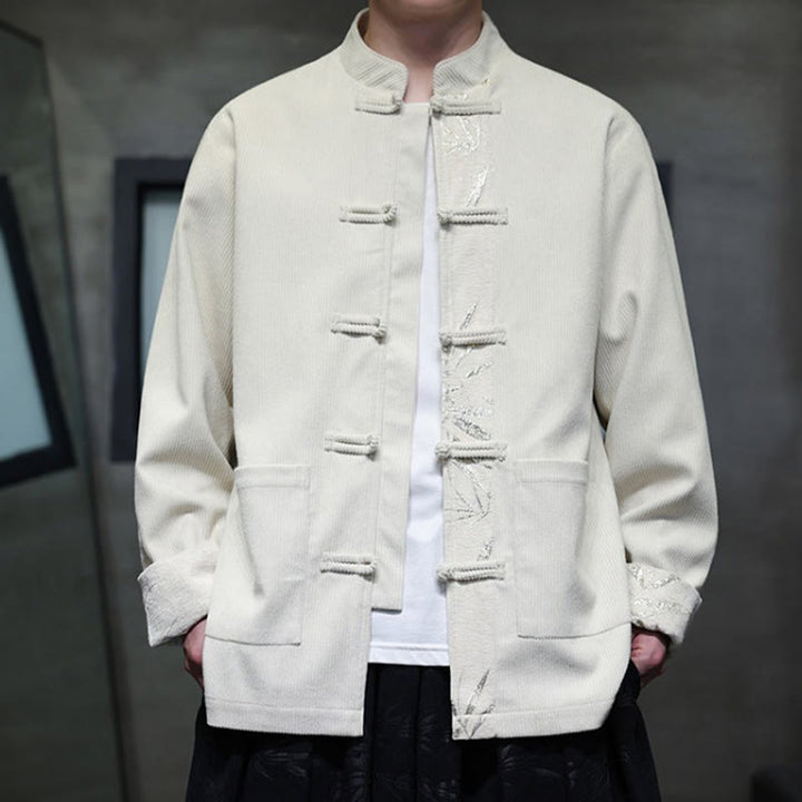 Veste en velours côtelé de coton à manches longues pour homme, avec poches, Buddha Stones d'automne et boutons en bambou. - image 19