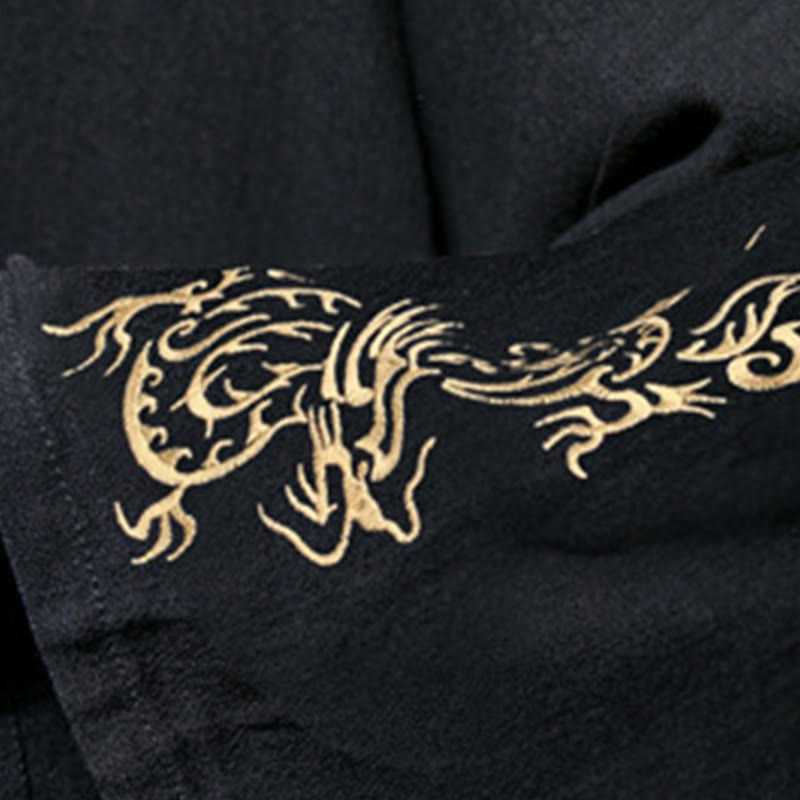 Kimono en coton pour homme , Buddha Stones dragon et phénix, ouvert sur le devant, manches longues - image 7