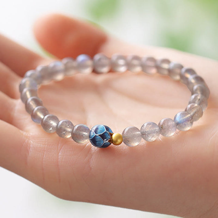 Bracelet Charmant Lotus Love en Pierres de Lune Naturelles et Buddha Stones - image 3