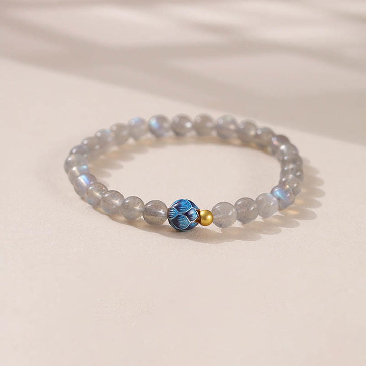 Bracelet Charmant Lotus Love en Pierres de Lune Naturelles et Buddha Stones - Pierre de lune et lotus (Tour de poignet : 15-16 cm) - image 0