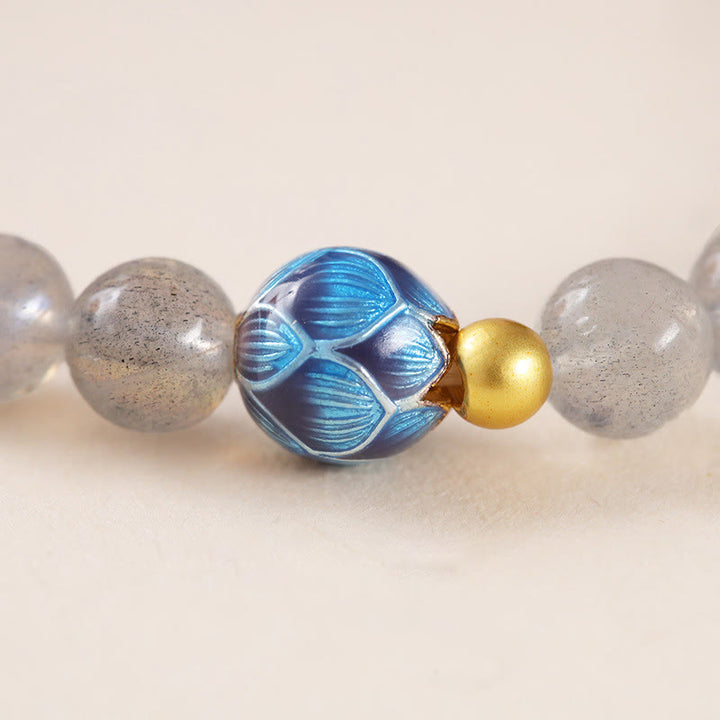 Bracelet Charmant Lotus Love en Pierres de Lune Naturelles et Buddha Stones - image 9