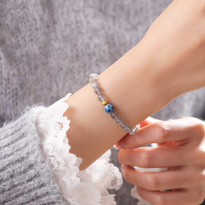 Bracelet Charmant Lotus Love en Pierres de Lune Naturelles et Buddha Stones - image 4