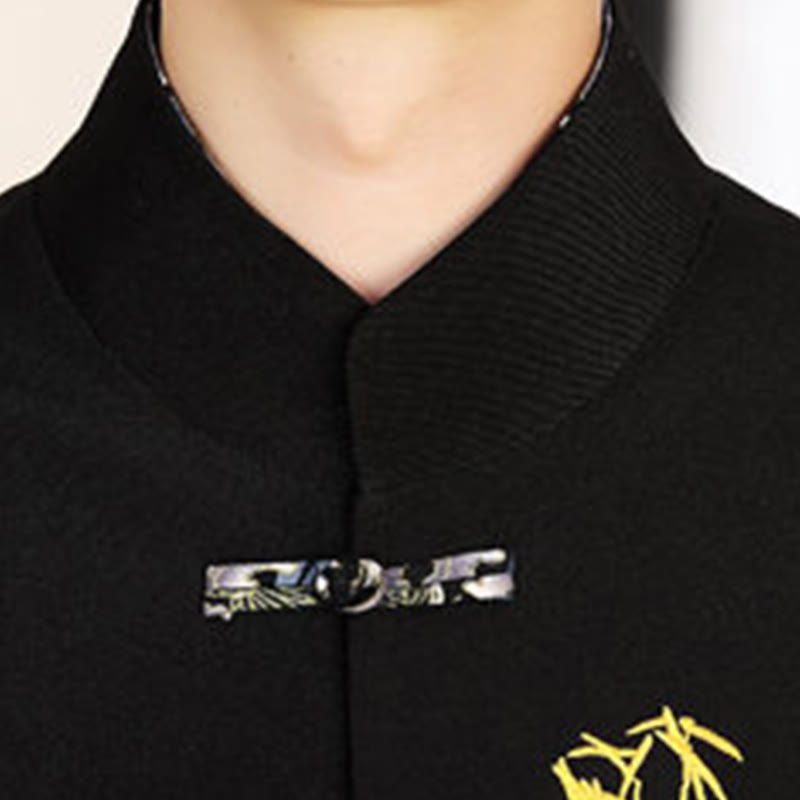 Ensemble de vêtements pour homme Buddha Stones 2 pièces Tang Suit Bamboo Frog-Button : chemise à manches longues et pantalon - image 4