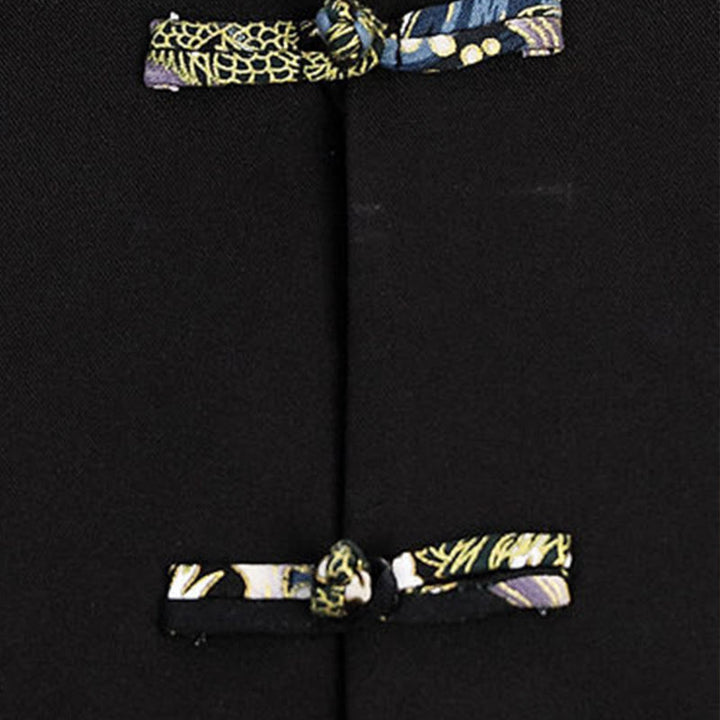 Ensemble de vêtements pour homme Buddha Stones 2 pièces Tang Suit, chemise à manches longues et pantalon à boutons grenouille, motif vagues. - image 18