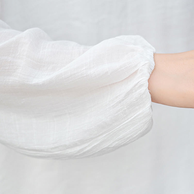 Ensemble de méditation pour femme : T-shirt blanc à manches longues et col en V, pantalon large, Buddha Stones (2 pièces). - image 11