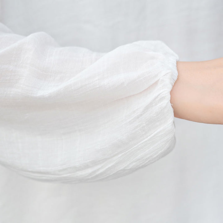 Ensemble de méditation pour femme : T-shirt blanc à manches longues et col en V, pantalon large, Buddha Stones (2 pièces). - image 11