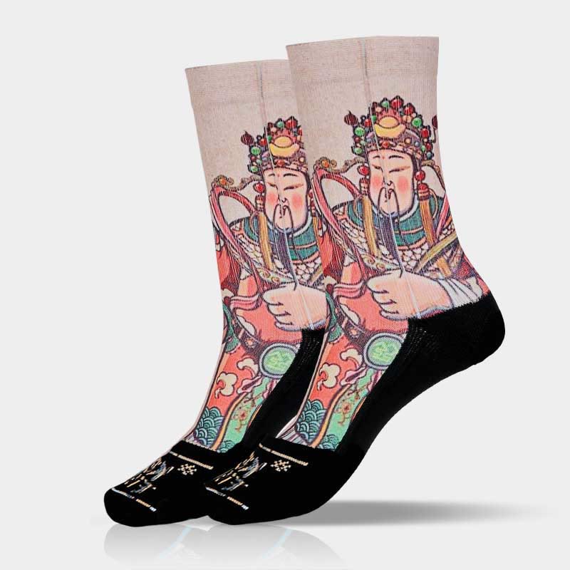 Chaussettes unisexes décontractées à imprimé Buddha Stones et Dieu de la richesse Ruyi pour hommes et femmes - image 15