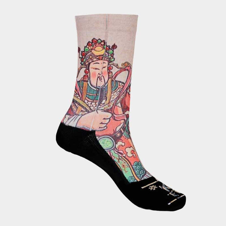 Chaussettes unisexes décontractées à imprimé Buddha Stones et Dieu de la richesse Ruyi pour hommes et femmes - image 13