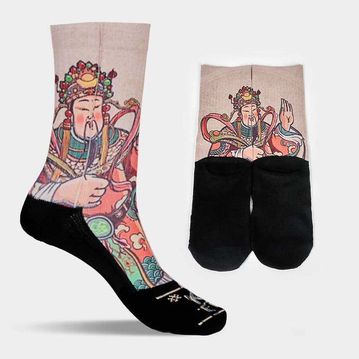 Chaussettes unisexes décontractées à imprimé Buddha Stones et Dieu de la richesse Ruyi pour hommes et femmes - image 14
