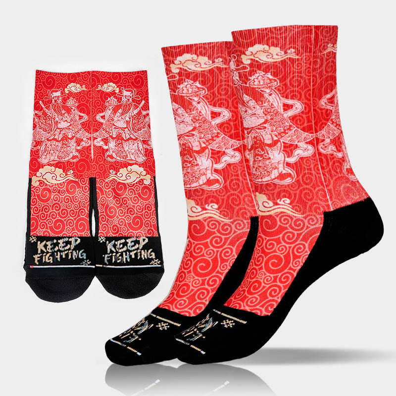 Chaussettes unisexes décontractées à motif Buddha Stones et nuages ​​de bon augure pour homme et femme - Rouge - ML (US 7,5-12, EU 40-45, UK/AU 7-11,5, AISA 25,5-28,5 cm) - image 10