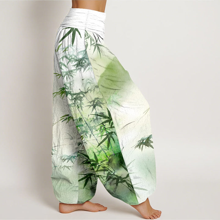 Pantalon harem pour femme, taille élastique, en pur coton, motif Buddha Stones - image 2