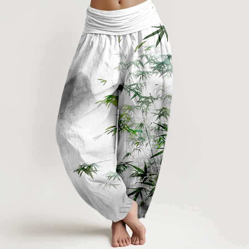 Pantalon harem pour femme, taille élastique, en pur coton, motif Buddha Stones - Gris clair - US16，UK/AU20，EU48 (3XL) - image 5