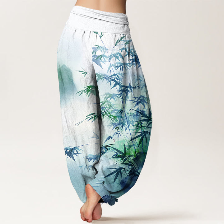Pantalon harem pour femme, taille élastique, en pur coton, motif Buddha Stones - image 9