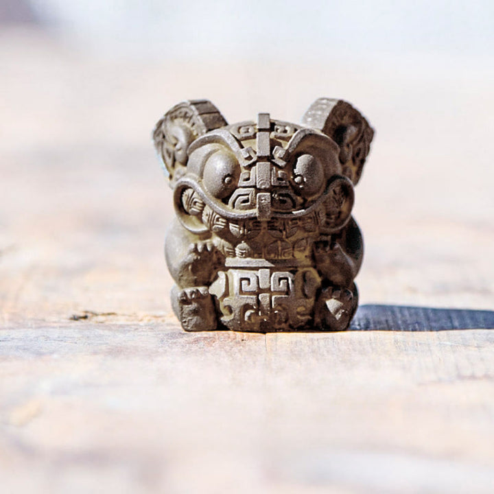 Statue de Buddha Stones, faite main, or, représentant la Bête avalant, en résine coulée rouillée et poudre de fer, pour la décoration intérieure. - Moyen 5,5 x 4,5 x 4,5 cm - image 2