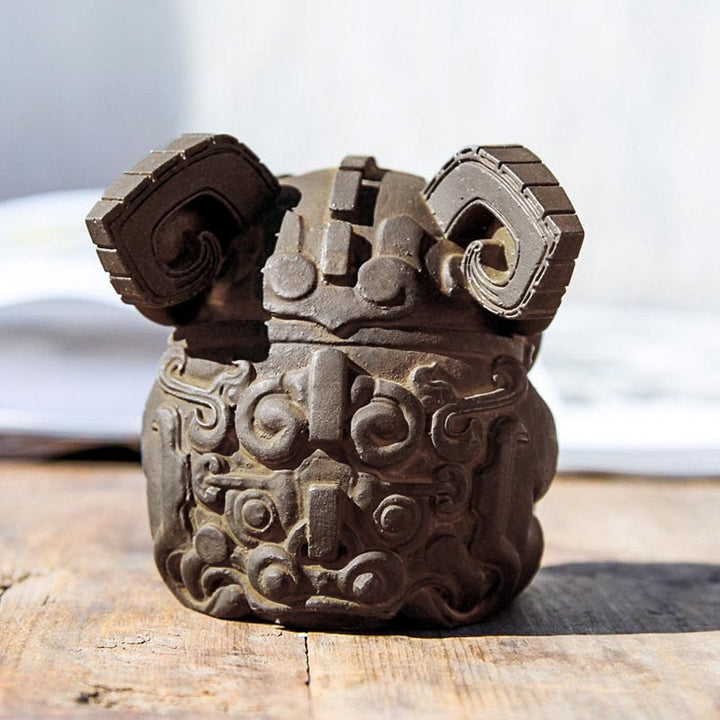 Statue de Buddha Stones, faite main, or, représentant la Bête avalant, en résine coulée rouillée et poudre de fer, pour la décoration intérieure. - image 5