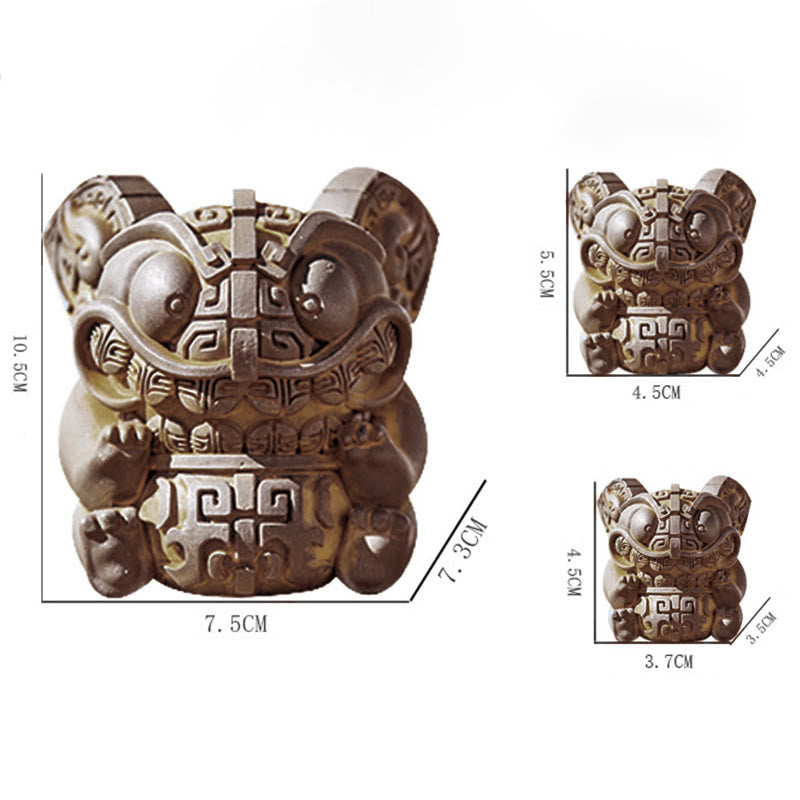 Statue de Buddha Stones, faite main, or, représentant la Bête avalant, en résine coulée rouillée et poudre de fer, pour la décoration intérieure. - image 16