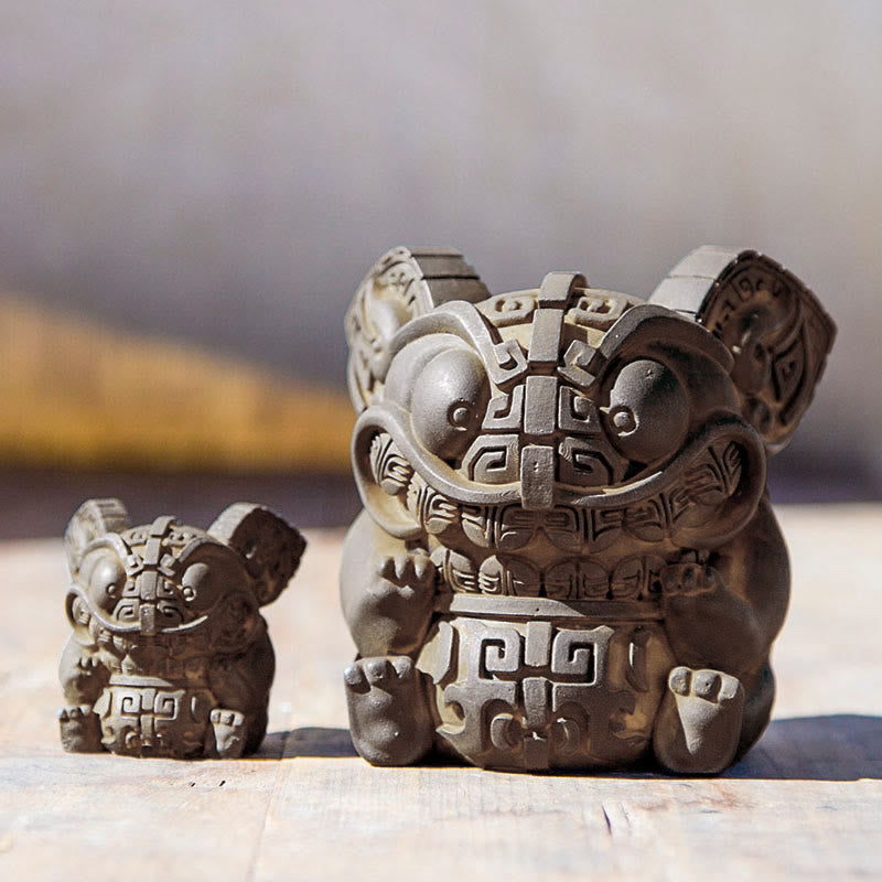 Statue de Buddha Stones, faite main, or, représentant la Bête avalant, en résine coulée rouillée et poudre de fer, pour la décoration intérieure. - image 12