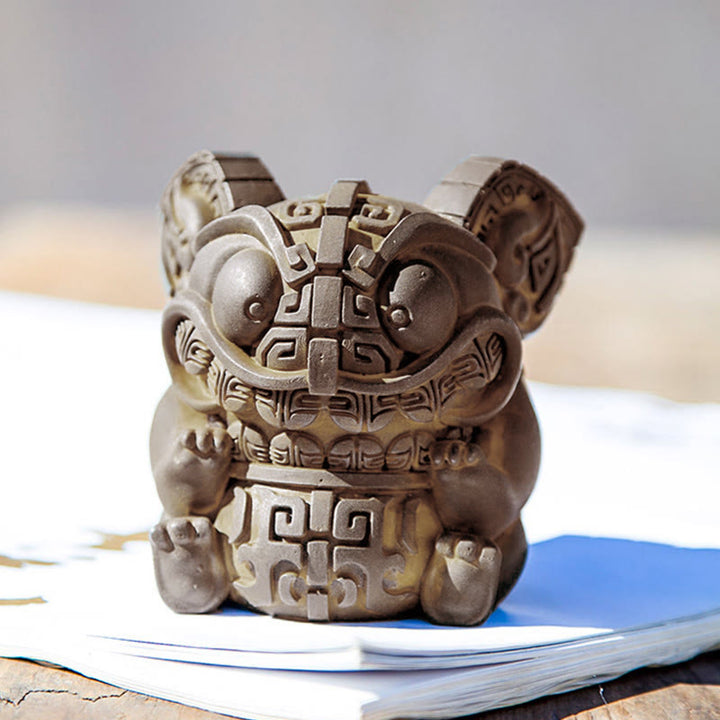 Statue de Buddha Stones, faite main, or, représentant la Bête avalant, en résine coulée rouillée et poudre de fer, pour la décoration intérieure. - image 7