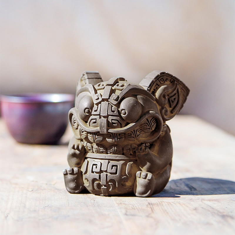 Statue de Buddha Stones, faite main, or, représentant la Bête avalant, en résine coulée rouillée et poudre de fer, pour la décoration intérieure. - image 13