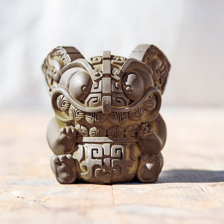 Statue de Buddha Stones, faite main, or, représentant la Bête avalant, en résine coulée rouillée et poudre de fer, pour la décoration intérieure. - image 10