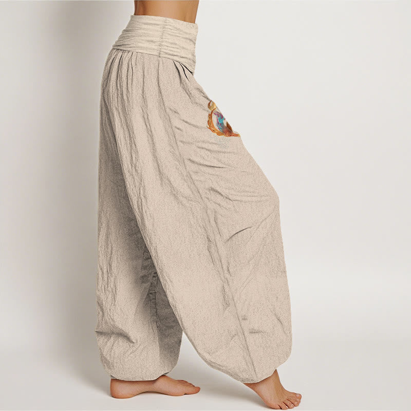 Pantalon harem à taille élastique, en pur coton, motif phénix et nuage porte-bonheur, de la marque Buddha Stones. - image 12