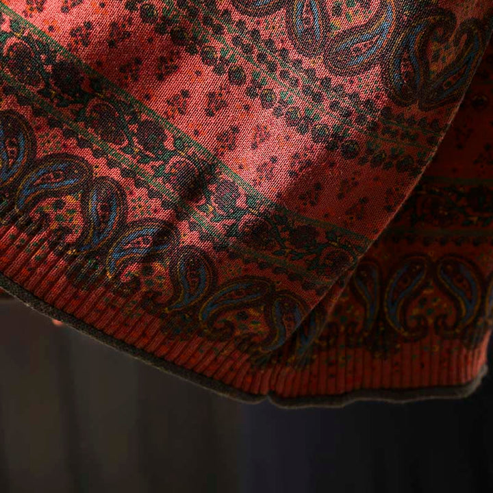 Pull en coton à manches longues et col rond pour femme, avec poche, motif floral automnal et Buddha Stones - image 11