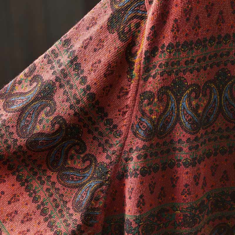 Pull en coton à manches longues et col rond pour femme, avec poche, motif floral automnal et Buddha Stones - image 9