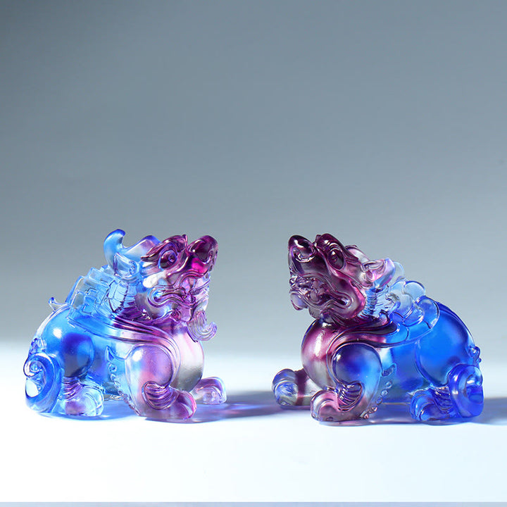 Buddha Stones Liuli Cristal Pixiu Décoration de maison porte-bonheur et richesse - Un couple de bleus (mâle et femelle) - image 7