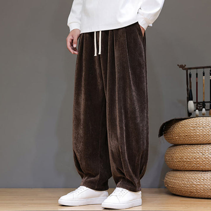 Pantalon harem homme en coton pur couleur hiver Buddha Stones, doublé polaire épaisse et poches - image 17